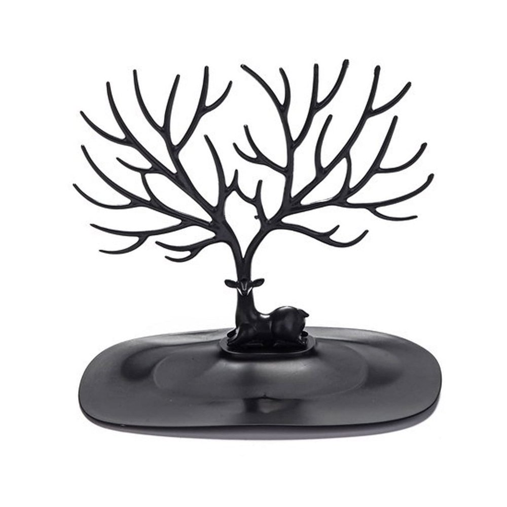 BABETRUE Jewelry Holders Jewelry Display Stand Deer Horn Stand Jewelry Display Stand Pendant Earrings Necklace Display Stand with Tray Jewelry Stand Jewelry Organizer Stand(Black)