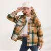 YOURUIKEY Girls Long Sleeve Flannel Shirts Button Down Plaid Jackets Collared Pockets Blouses Tops Fall Winter Clothes 13-14 Yellow view 2