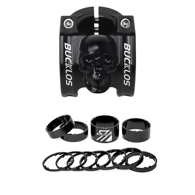 BUCKLOS Skull 31.8mm MTB Stem 35mm Mountain Bike Handlebars Short Stems & Spacers 11 Pieces Fit 28.6mm Front Fork Stem,2 3 5 10 15 20mm AL Washer Black