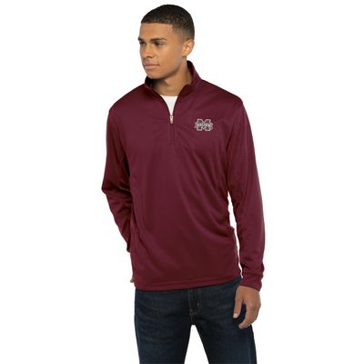 Vantage Apparel Men's Collegiate Micro Mesh Performance Team Color 1/4 Zip Pullover, Mississippi State Bulldogs, Maroon, X-Large