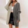 Cardigans for Women Trendy Long Sleeve Open Front Chunky Knit Sweaters Oversized Hoodies Outerwear Fall Outfits 2024 White view 2