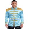 Hansber Men's Halloween Costume Tassel Jackets Marching Band Rock Man 60s Cardigan Coat Hippy Costumes Light Blue Small view 1