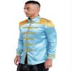 Hansber Men's Halloween Costume Tassel Jackets Marching Band Rock Man 60s Cardigan Coat Hippy Costumes Light Blue Small view 2