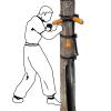 AErosx Wing Chun 3Pcs Wooden Dummy Arms&1 Leg, Wing Chun Wooden Dummy Training Equipment, Portable Free Standing Chinese Kong Fu Training Tool, for Device on Tree Cylindrical Hard Object view 2