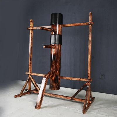AErosx Freestanding Wing Chun Wooden Dummy with Firewood Style, Wooden Mook Yan Jong with Tripod Base, Adjustable Height Strength Trainer Sport Target, 3 Colors(A)