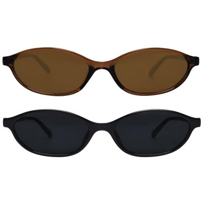 GUVIVI Retro Oval Sunglasses for Women Chic Cat Eye 90s Sunnies Lightweight Narrow Shades Trendy UV protection Sun Glasses
