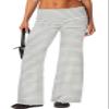 UAURORAO Fold Over Yoga Pants for Women Wide Leg Workout Sweatpants Y2k Striped Lounge Pants(Stripe Light Grey,X-Large) view 1