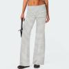 UAURORAO Fold Over Yoga Pants for Women Wide Leg Workout Sweatpants Y2k Striped Lounge Pants(Stripe Light Grey,X-Large) view 2