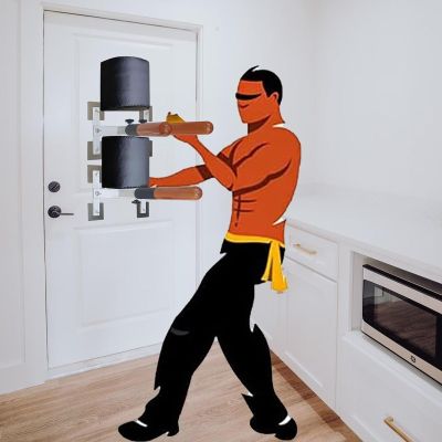 AErosx Wing Chun Dummy Martial Arts Wooden Training Equipment Wall Mount, Portable Kickboxing Boxing Karate Dummy, Replace Punching Arms Dummies Pads, with Spring