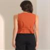 Allegra K Vest Tops for Women Summer Cotton Linen Sleeveless Button Down V Neck Fully Lined Waistcoat Cropped Vests X-Small Orange view 3