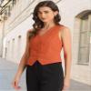 Allegra K Vest Tops for Women Summer Cotton Linen Sleeveless Button Down V Neck Fully Lined Waistcoat Cropped Vests X-Small Orange view 4