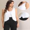 Allegra K Vest Waistcoat for Women's Fashion Sleeveless Button Down V Neck Crop Top Summer Vest X-Large Cream White view 2