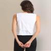 Allegra K Vest Waistcoat for Women's Fashion Sleeveless Button Down V Neck Crop Top Summer Vest X-Large Cream White view 3