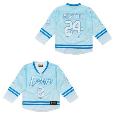 24 Youth Legend Sport Shirt,Miss You Snakeskin Hip Hop Kid Ice Hockey Jersey SkyBlue XS
