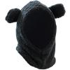 2 in 1 Kids Hat Scarf Bear Toddler Balaclava Winter Warm Beanies Cap Thick Fleece Lining Skull Caps for 5-14 Year Old Boys Girls Black view 1