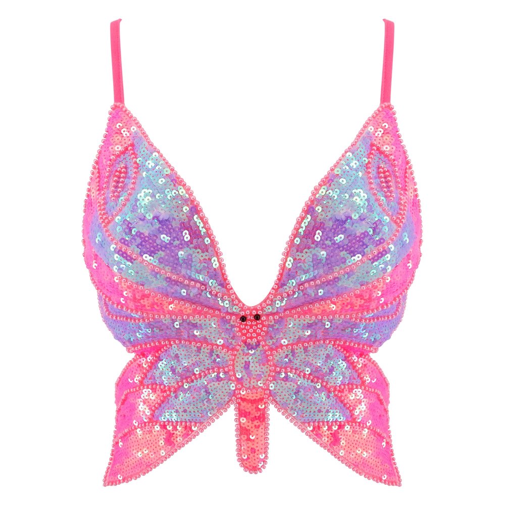 Hoohu Womens Indian Belly Dance Costumes Performance Outfits Butterfly Bandage Padded Bra Sequin Pearl Embroidery Tank Top