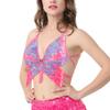 Hoohu Womens Indian Belly Dance Costumes Performance Outfits Butterfly Bandage Padded Bra Sequin Pearl Embroidery Tank Top view 3