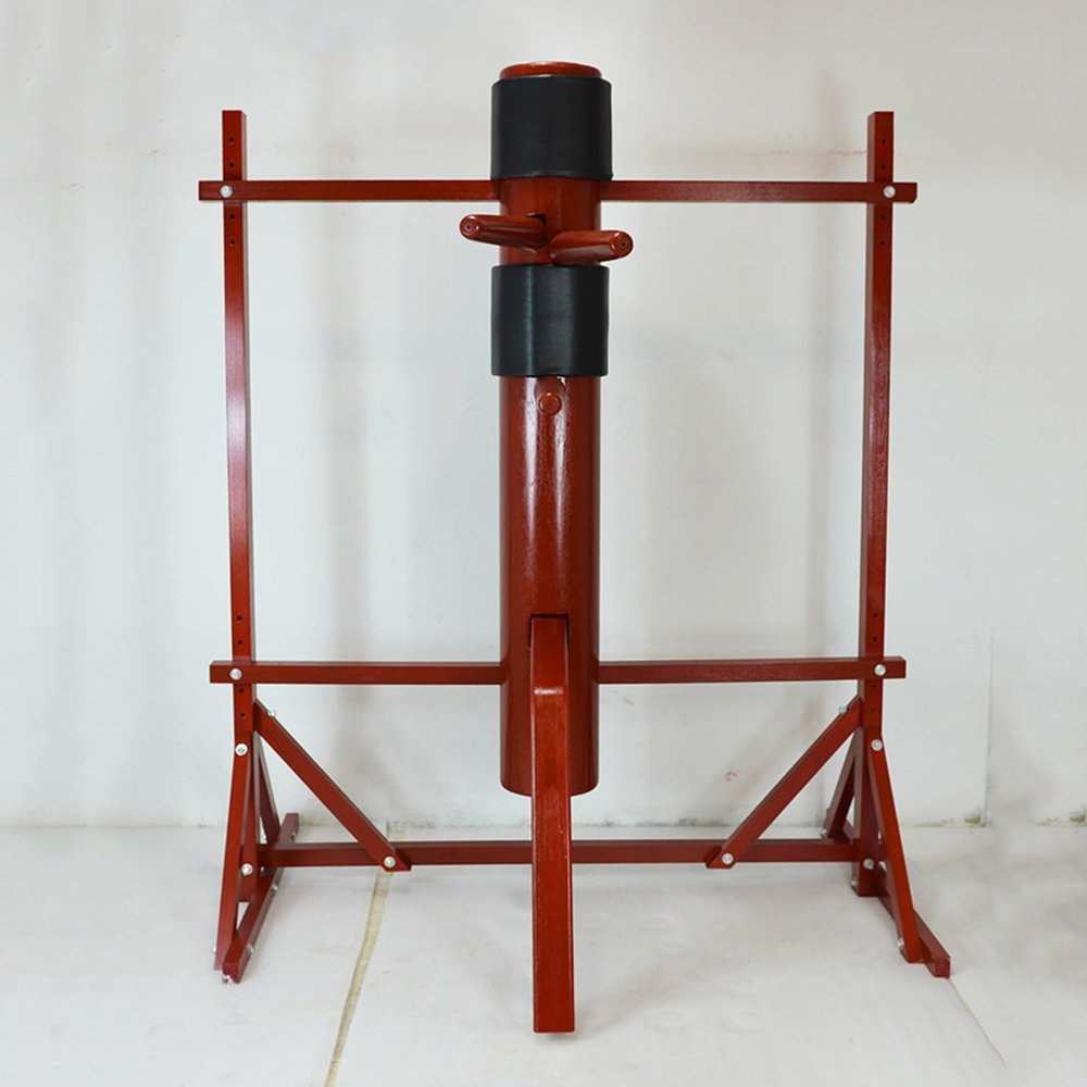 AErosx Freestanding Wing Chun Wooden Dummy with Firewood Style, Wooden Mook Yan Jong with Tripod Base, Adjustable Height Strength Trainer Sport Target, 3 Colors(C)