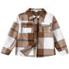 YOURUIKEY Girls Long Sleeve Flannel Shirts Button Down Plaid Jackets Collared Pockets Blouses Tops Fall Winter Clothes 13-14 Light Brown view 1