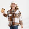 YOURUIKEY Girls Long Sleeve Flannel Shirts Button Down Plaid Jackets Collared Pockets Blouses Tops Fall Winter Clothes 13-14 Light Brown view 2