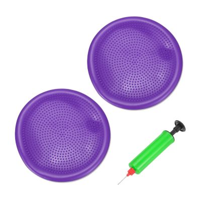 PATIKIL 2 Pcs Inflated Wobble Cushion Seat 13.2", Flexible Balance Disc with Hand Pump for Core Stability Exercise Physical Strengthening Improving Fitness Posture, Purple