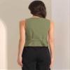 Allegra K Vest Waistcoat for Women's Fashion Sleeveless Button Down V Neck Crop Top Summer Vest Medium Green view 3