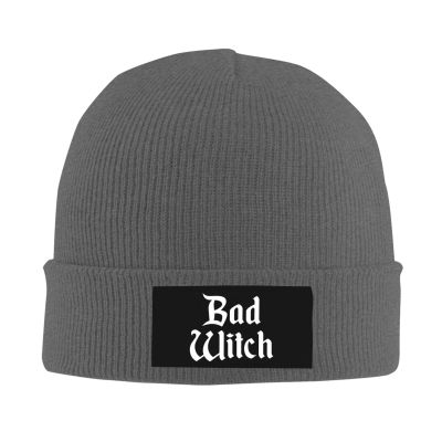 Bad Witch Hat Acrylic Knit Cuffed Beanie Funny Winter Hat for Men Women Deep Heather