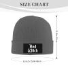 Bad Witch Hat Acrylic Knit Cuffed Beanie Funny Winter Hat for Men Women Deep Heather view 3