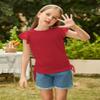Arshiner Girls Short Sleeve Tops Ruffle Short Sleeves Summer Crewneck Cute Clothes for Girls Ruched Knot Side Kids Shirts Red 9-10 Years view 4