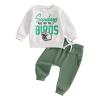 Covvoliy Toddler Baby Boy Girl Clothes Football Print Long Sleeve Sweatshirt Pockets Pants Outfits Infant Fall Winter Clothes (Green, 2-3 Years) view 1