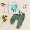 Covvoliy Toddler Baby Boy Girl Clothes Football Print Long Sleeve Sweatshirt Pockets Pants Outfits Infant Fall Winter Clothes (Green, 2-3 Years) view 2