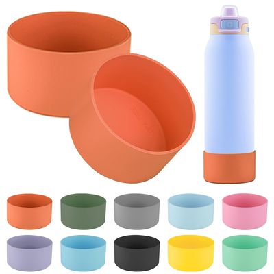2 PCS Silicone Bottom for Ello Pop 32 OZ Water Bottle, Water Boot for Ello Pop,Avoid Scratches and Noise(Orange, 22oz)