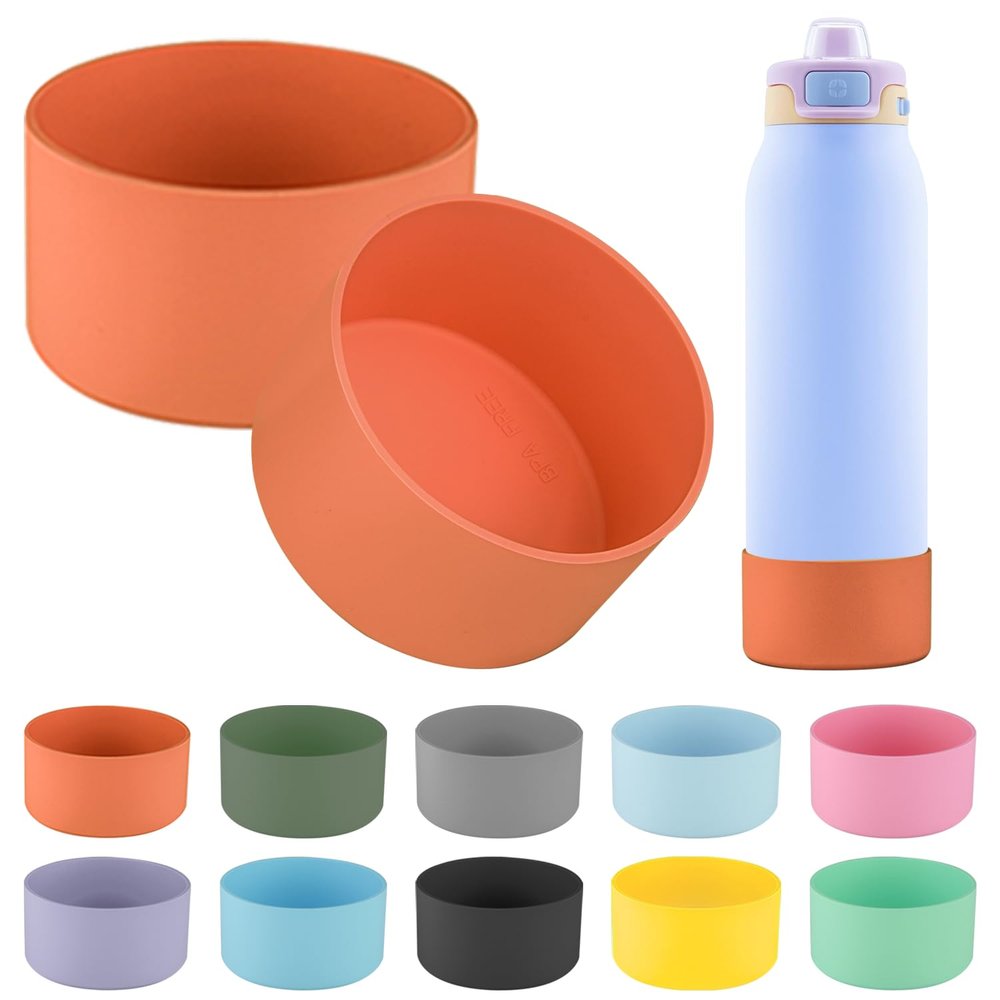 2 PCS Silicone Bottom for Ello Pop 32 OZ Water Bottle, Water Boot for Ello Pop,Avoid Scratches and Noise(Orange, 22oz)