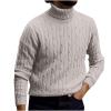 Muscularfit Mens Shirts Casual Stylish Long Sleeve Solid Turtleneck Knitted Sweater Loose Fit Pullover Shirt Fall Winter Tops Mens Shirts Casual Stylish Fall Beige L view 1
