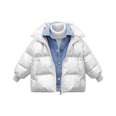 Toddler Boys Girls Metallic Winter Coat Warm Heavyweight Hooded Puffer Jacket Insulated Shiny Down (Silver, 4-5 Years)
