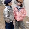 Toddler Boys Girls Metallic Winter Coat Warm Heavyweight Hooded Puffer Jacket Insulated Shiny Down (Silver, 4-5 Years) view 2