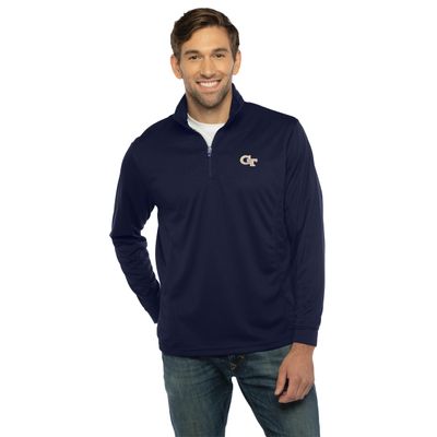 Vantage Apparel Men's Collegiate Micro Mesh Performance Team Color 1/4 Zip Pullover, Georgia Tech Yellow Jackets, Navy, Large