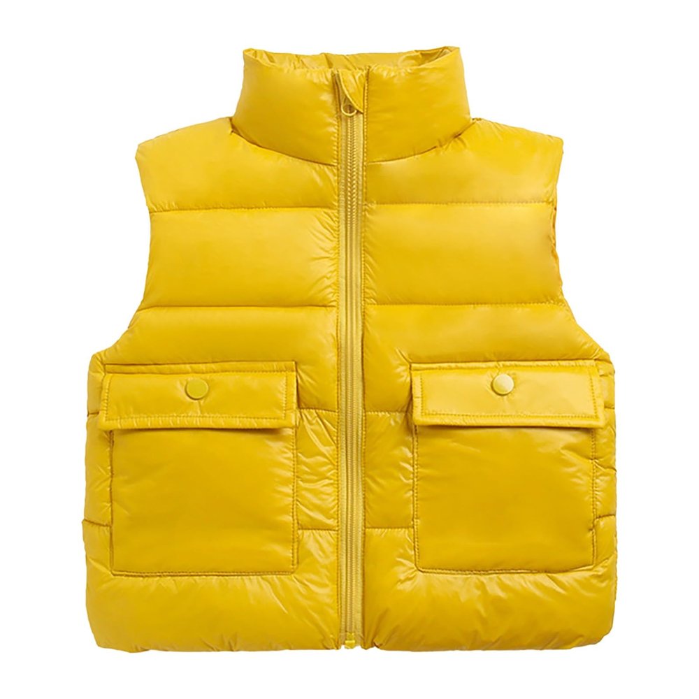 Kids Puffer Vest Lightweight Waterproof Sleeveless Zip up Outwear for Toddler Baby Boys Girls (Yellow, 12-18 Months)
