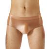 Riismen Mens Shiny Silky Low Rise Briefs Underwear Elastic Waistband Underpants Solid Color Panties Coffee Large view 1