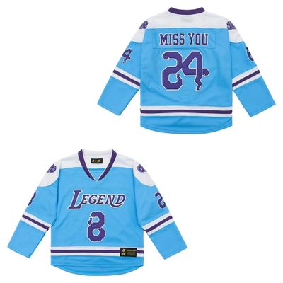 24 Youth Legend Sport Shirt,Miss You Snakeskin Hip Hop Kid Ice Hockey Jersey Blue M