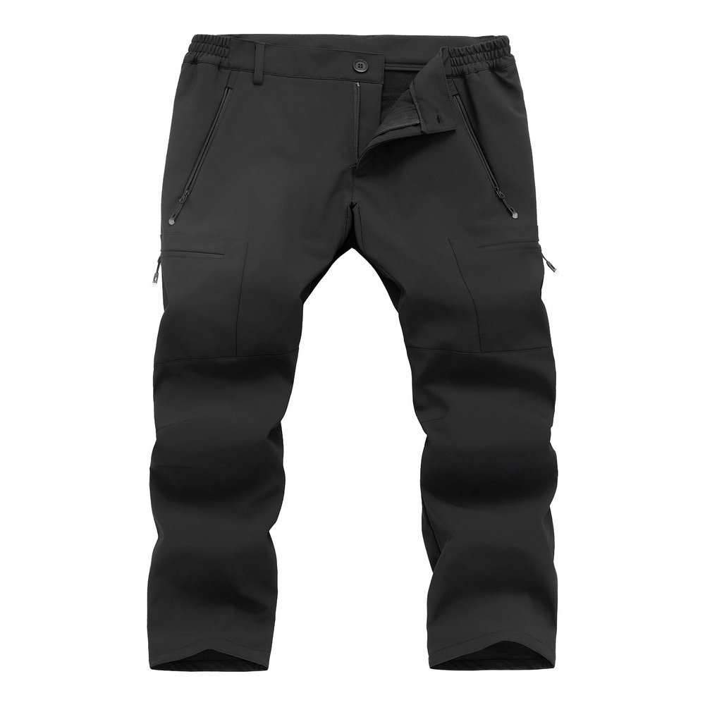 Gash Hao Mens Waterproof Ski Snow Pants Hiking Softshell Cargo Fleece Lined Warm Insulated Outdoor Fishing Pants620BLACK 36X30