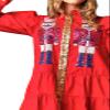 Women's Sequin Christmas Nutcracker Dress Sparkly Long Ruffle Sleeve Button Down Lapel Neck Mini Shirt Dresses,Red,XX-Large view 3