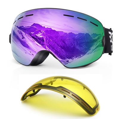 EXP VISION Snowboard Ski Goggles Men Women Youth, Anti Fog OTG Winter Snow Goggles Spherical Detachable Lens
