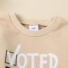 wdehow Toddler Baby Boy 2Pcs Outfits Letters Print Pullover Tops + Drawstring Pants Set Fall Winter Clothes (X-G Beige, 0-6 Months) view 2
