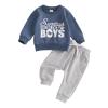 Covvoliy Toddler Baby Boy Girl Clothes Football Print Long Sleeve Sweatshirt Pockets Pants Outfits Infant Fall Winter Clothes (Dark Gray, 6-12 Months) view 1