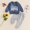 Covvoliy Toddler Baby Boy Girl Clothes Football Print Long Sleeve Sweatshirt Pockets Pants Outfits Infant Fall Winter Clothes (Dark Gray, 6-12 Months) view 2