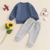 Covvoliy Toddler Baby Boy Girl Clothes Football Print Long Sleeve Sweatshirt Pockets Pants Outfits Infant Fall Winter Clothes (Dark Gray, 6-12 Months) view 3