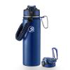 GOSWAG Insulated Sports Water Bottle, 24oz 2 Lids(with Straw/No Straw), Stainless Steel Water Bottles with Paracord Handle, Insulated Bottle with Double-Wall Vacuum Insulation view 1