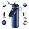 GOSWAG Insulated Sports Water Bottle, 24oz 2 Lids(with Straw/No Straw), Stainless Steel Water Bottles with Paracord Handle, Insulated Bottle with Double-Wall Vacuum Insulation view 3