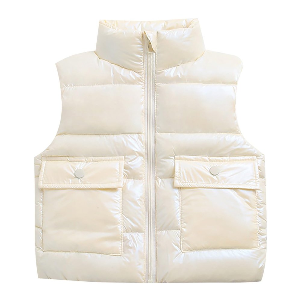 Kids Puffer Vest Lightweight Waterproof Sleeveless Zip up Outwear for Toddler Baby Boys Girls Winter (White, 2-3 Years)